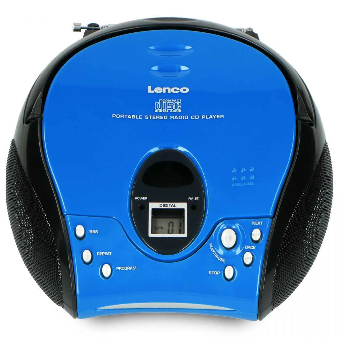 Lenco SCD-24 Portable stereo FM radio with CD player Blue/Black