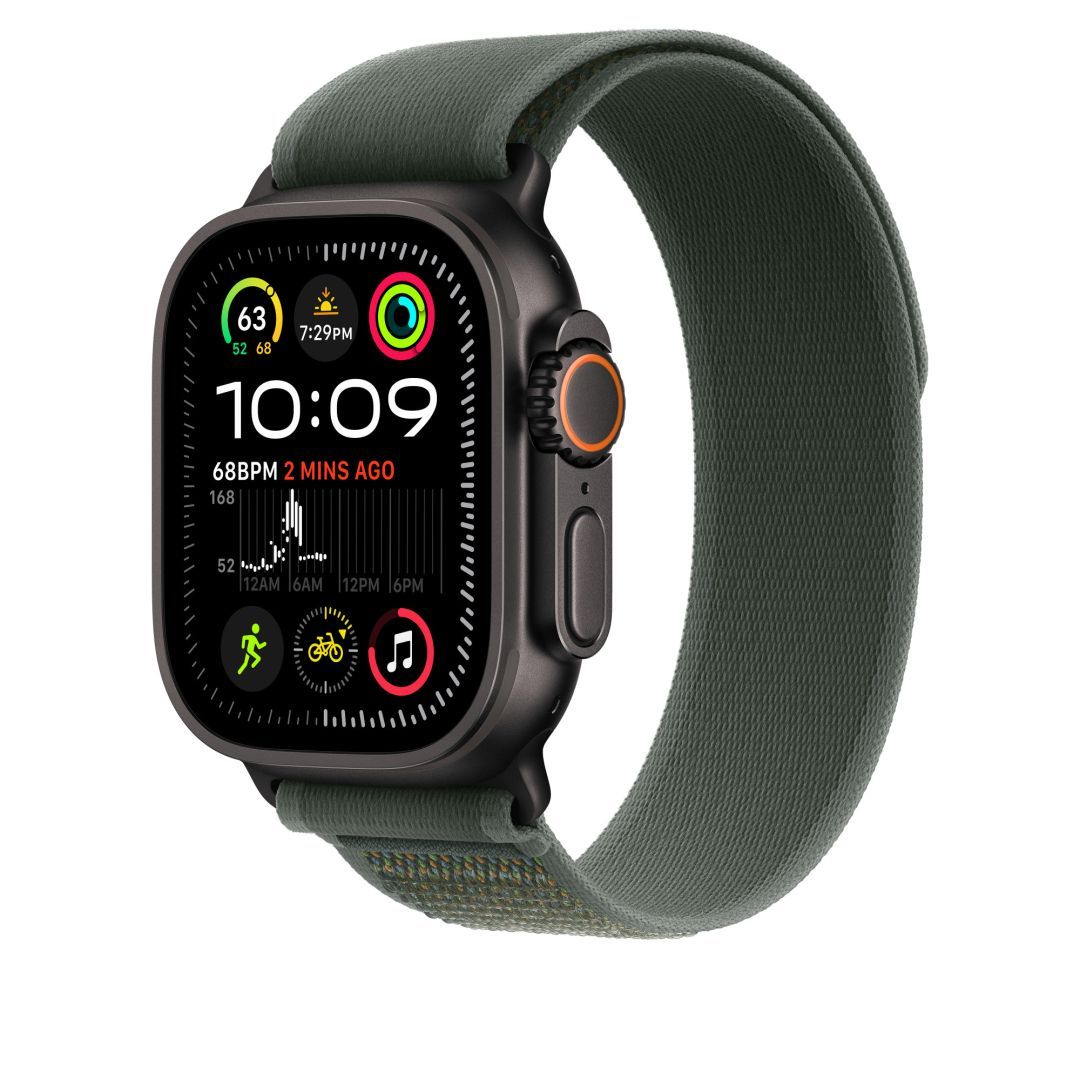 Apple Watch 49mm Trail Loop Green Black Titanium Finish M/L