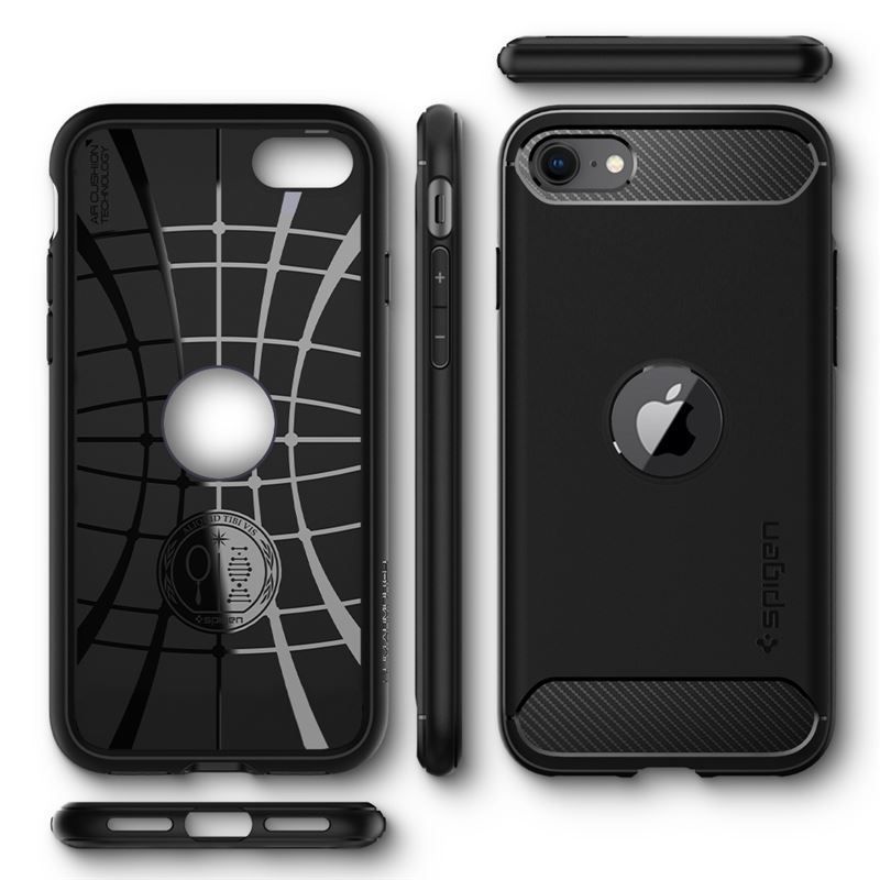 Spigen Rugged Armor, black - iPhone SE (2022/2020)