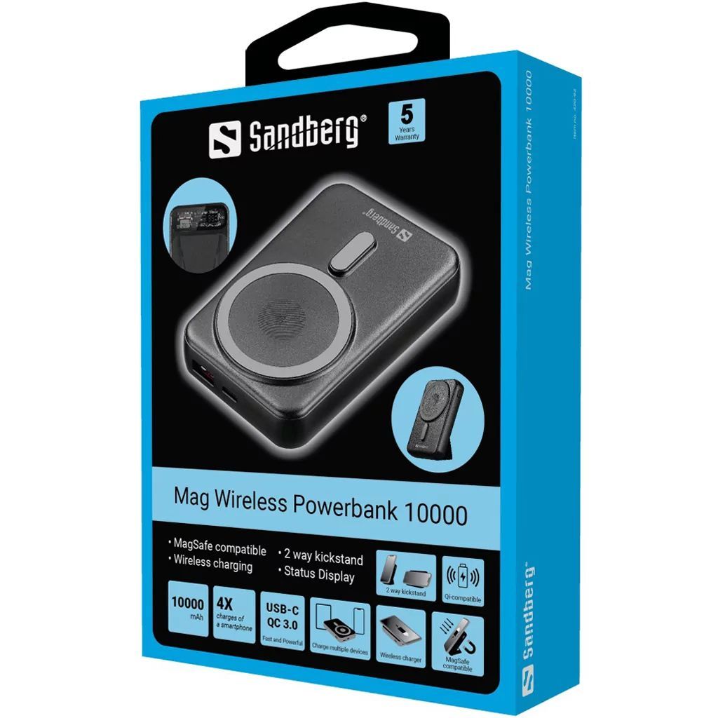 Sandberg Mag Wireless 10000mAh PowerBank Black