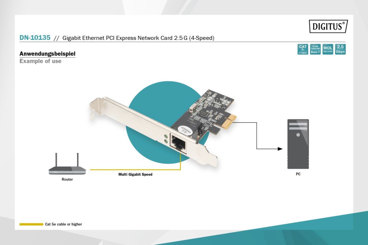 Digitus Ethernet PCI Express Network Card 2.5G (4-Speed)