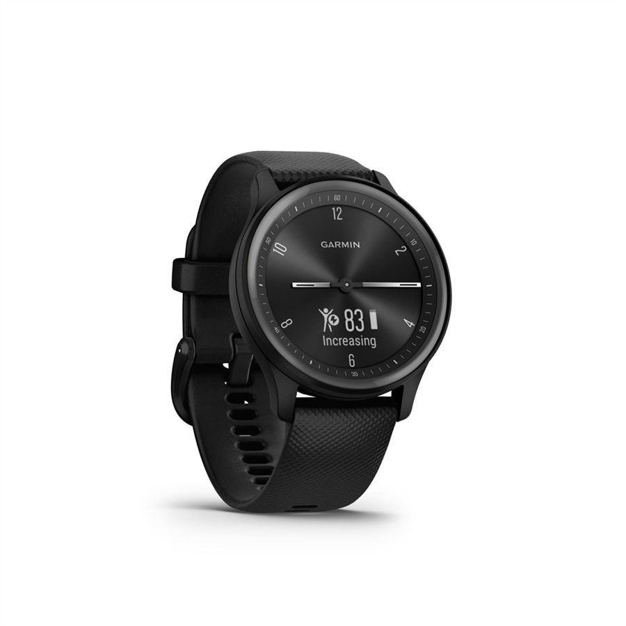 Garmin Vivomove Grey Aluminum Case with Sport Black Silicone Band