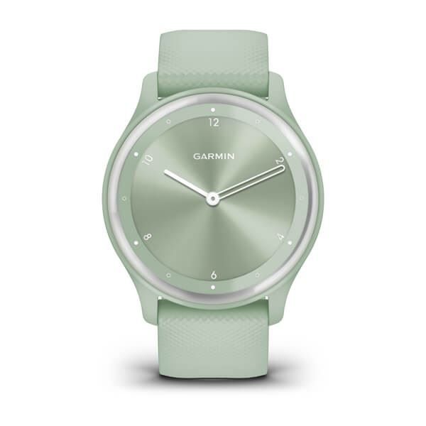 Garmin Vivomove Sport Cool Mint Case and Silicone Band with Silver Accents