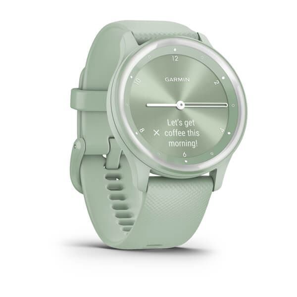 Garmin Vivomove Sport Cool Mint Case and Silicone Band with Silver Accents