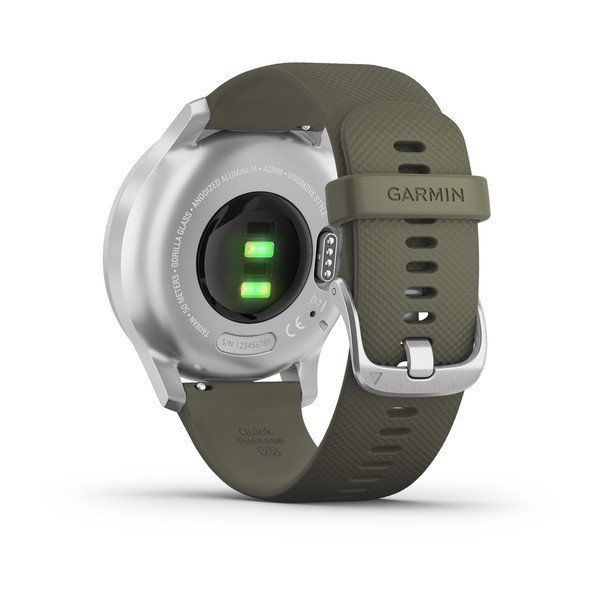 Garmin vívomove Style Silver Aluminum Case with Moss Silicone Band