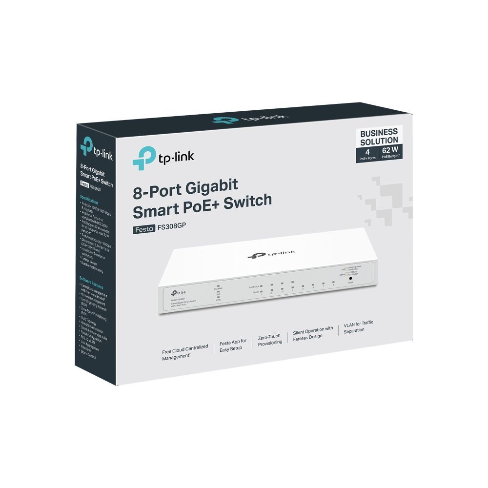 TP-Link Festa FS308GP 8-Port Gigabit Smart Switch with 4-Port PoE+