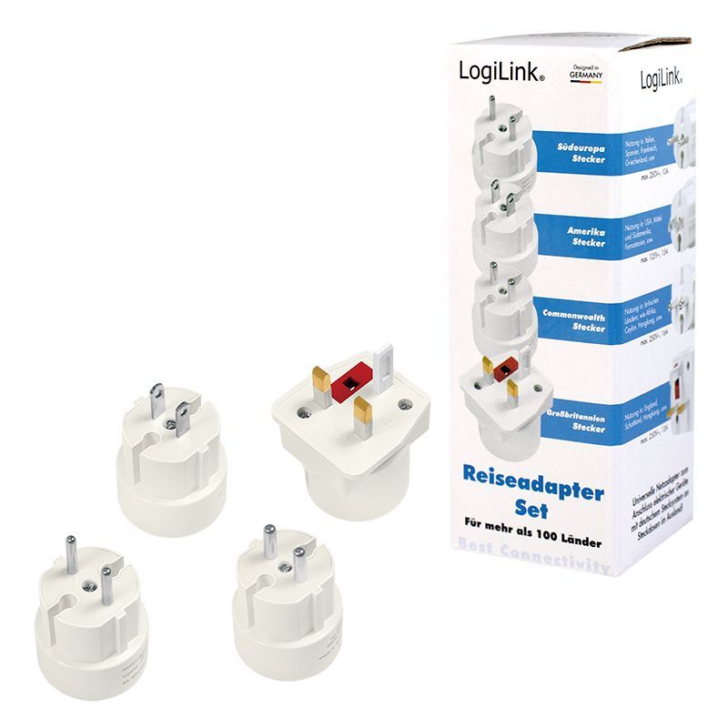 Logilink Travel adapter, 4pcs Set, 2A/250V