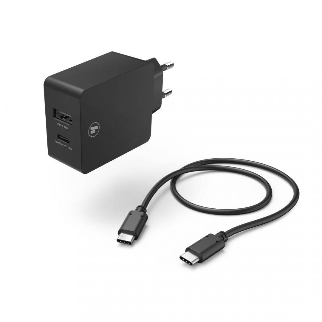 Hama Charging Kit USB-C/USB-A PD/Qualcomm 30W USB-C Cable 1m Black