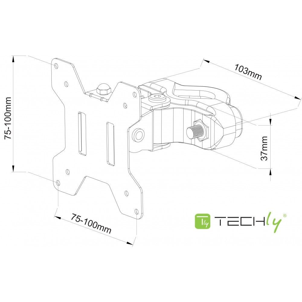 TECHLY 13"-30" Pole Mount Bracket for TV Black