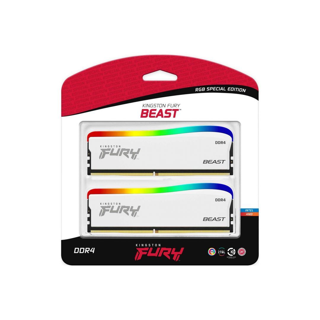 Kingston 32GB 3600MHz DDR4 Kit(2x16) Fury Beast RGB SE White