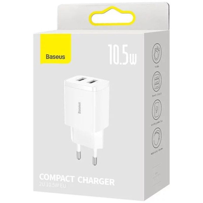 Baseus Compact töltő Quick Charger 10,5W White