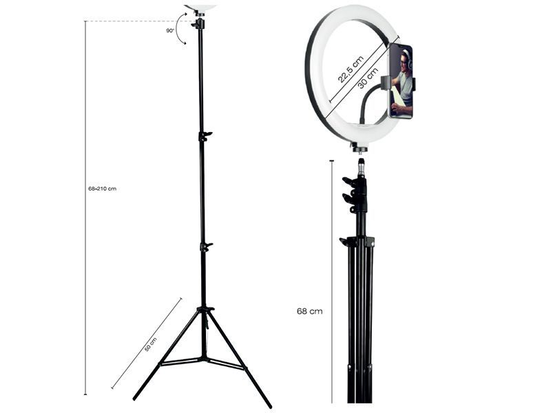 Tracer LED Ring Lamp (diameter 30cm) with 210cm tripod