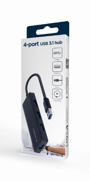 Gembird 4-portos USB 3.1 HUB Black