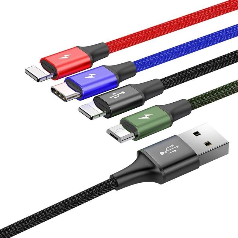 Baseus Fast 4 az 1-ben USB-C / 2x Lightning / Micro 3,5A 1,2m kábel Black