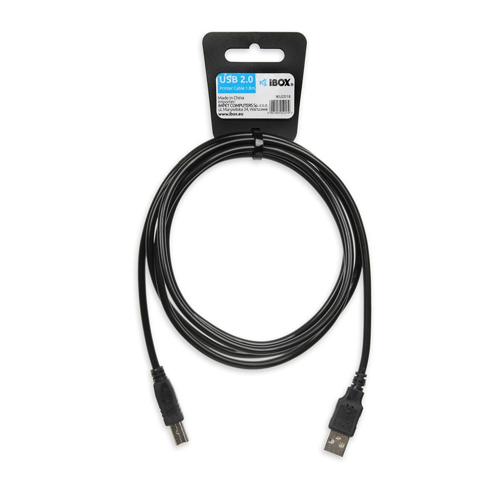 iBox IKU2D USB-A - USB-B Cable 1,8m Black