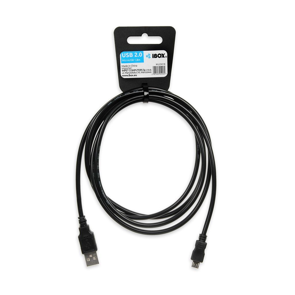 iBox IKU2M18 USB-A - microUSB Cable 1,8m Black