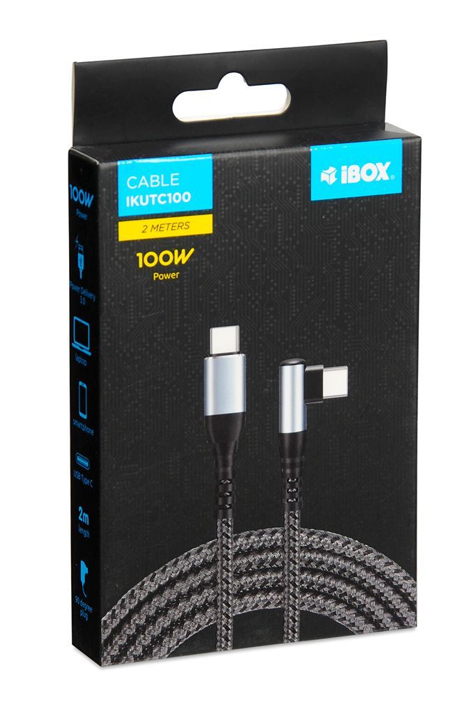 iBox IKUTC100 USB-C - USB-C Cable 100W 2m Black