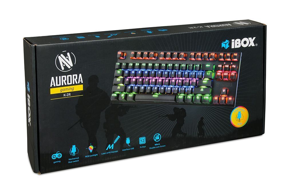 iBox Aurora K-2R Mechanical Blue Switch Gaming Keyboard Black US