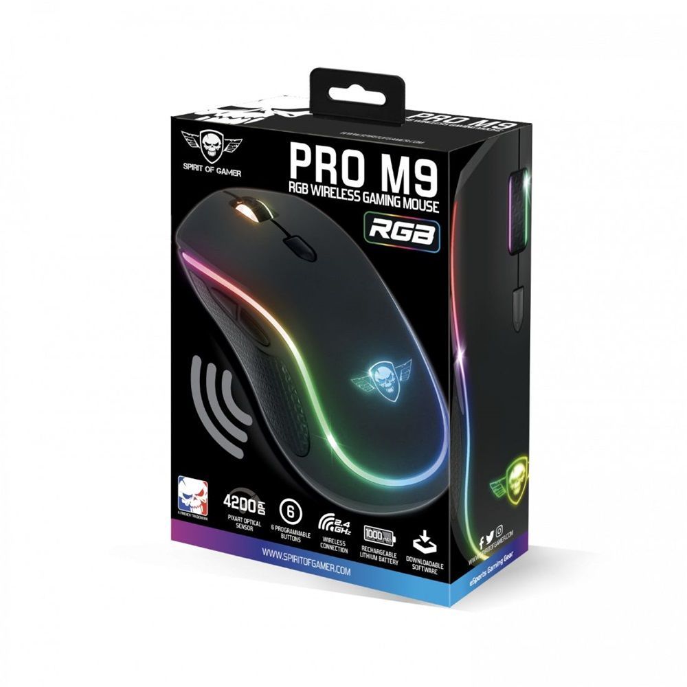 Spirit Of Gamer PRO-M9 RGB Wireless Gaming Mouse Black