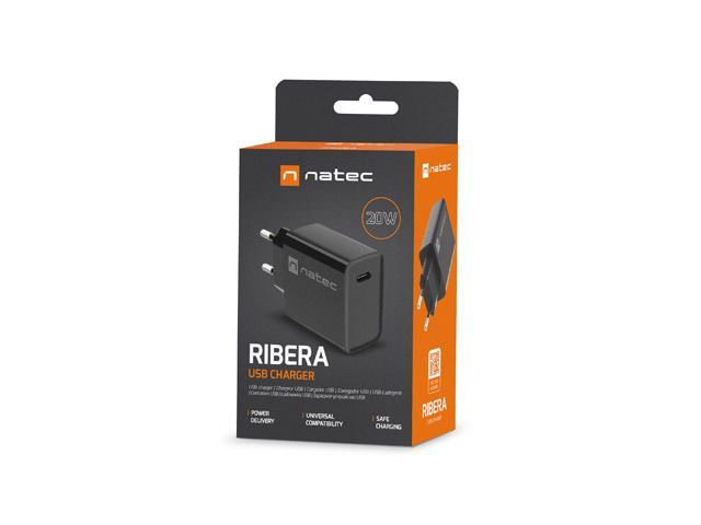 natec Ribera Wall Charger Black