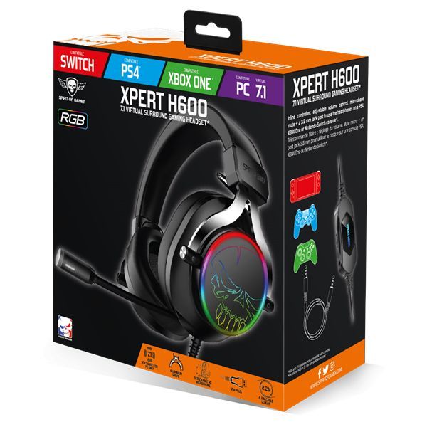 Spirit Of Gamer XPERT-H600 Headset RGB Black