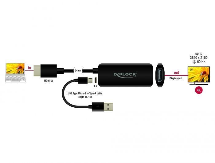 DeLock Adapter HDMI-A male > Displayport female