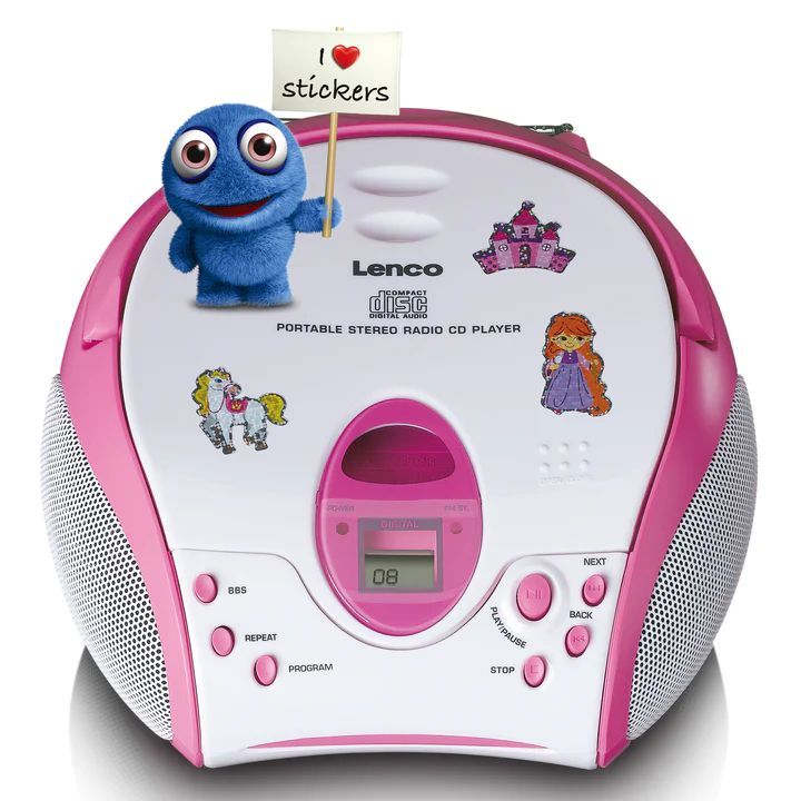 Lenco SCD-24PK Kids portable stereo FM radio with CD player Pink