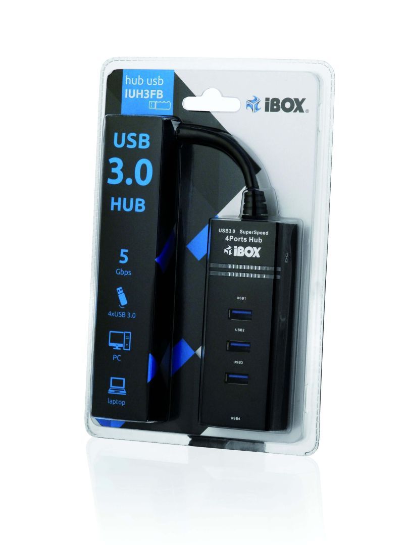 iBox IUH3FB 4-port USB3.0 HUB Black