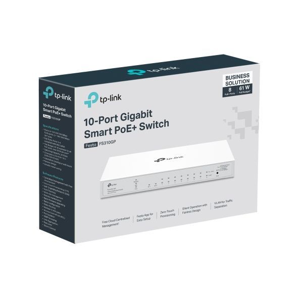 TP-Link Festa FS310GP 10-Port Gigabit Smart Switch with 8-Port PoE+