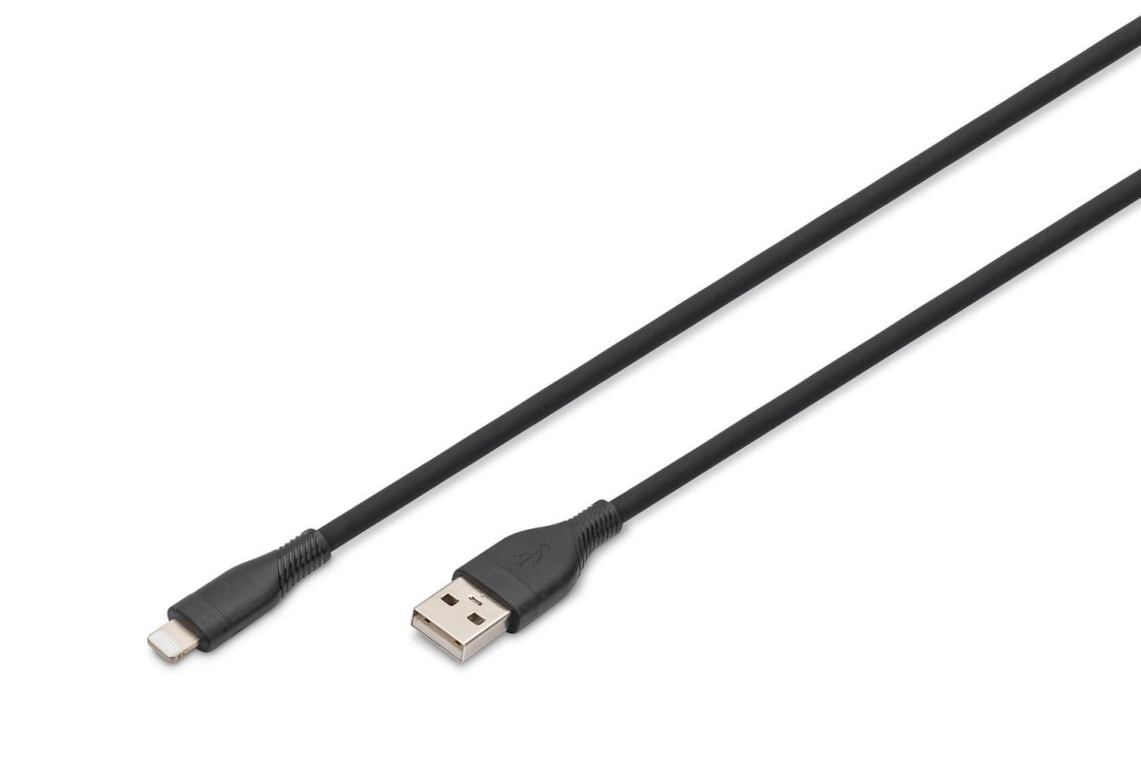 Assmann Lightningh to USB Silicone USB2.0 12W Cable 2m Black