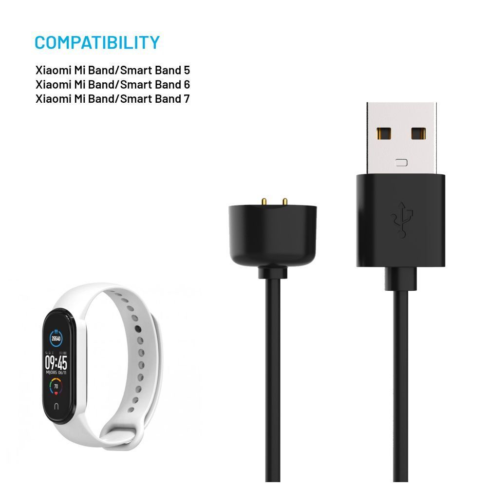 FIXED USB-A Charging Kábel Xiaomi Mi Band/Smart Band 5/6/7, fekete