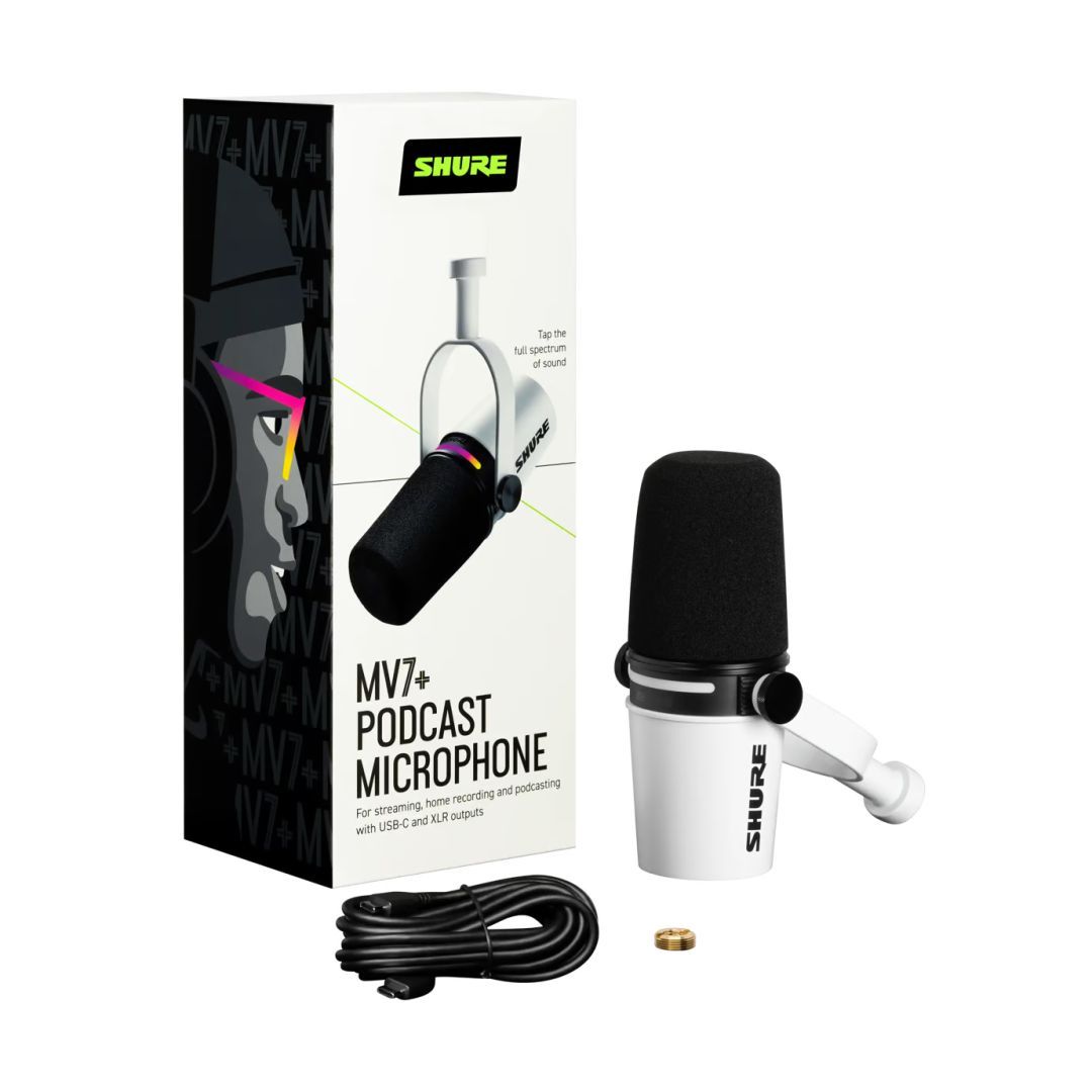 Shure MV7+ Podcast Microphone White