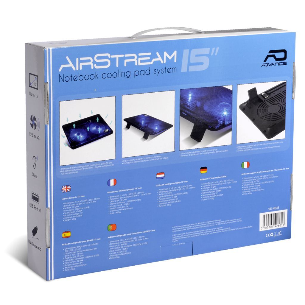 Advance Airstream 15" Notebook Cooler Black