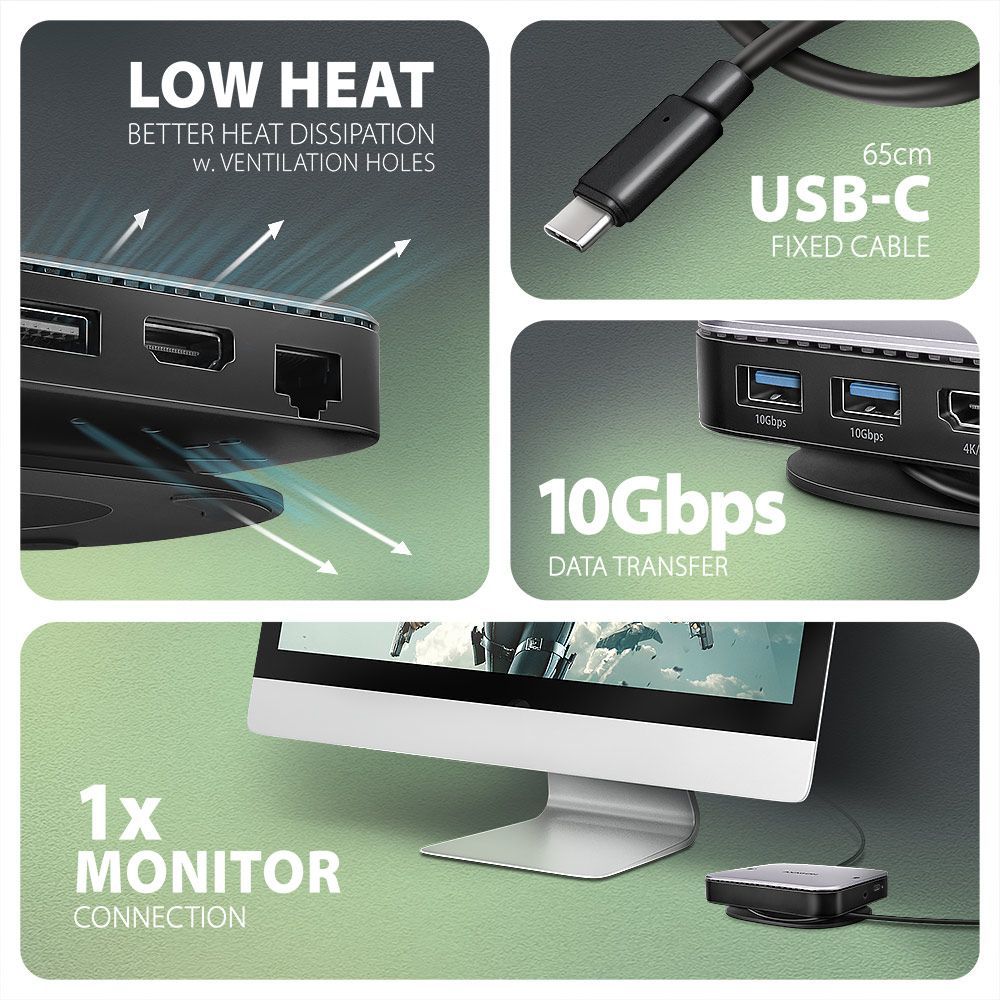 AXAGON HMC-UFO USB-C 10Gbps UFO 9in1 Hub