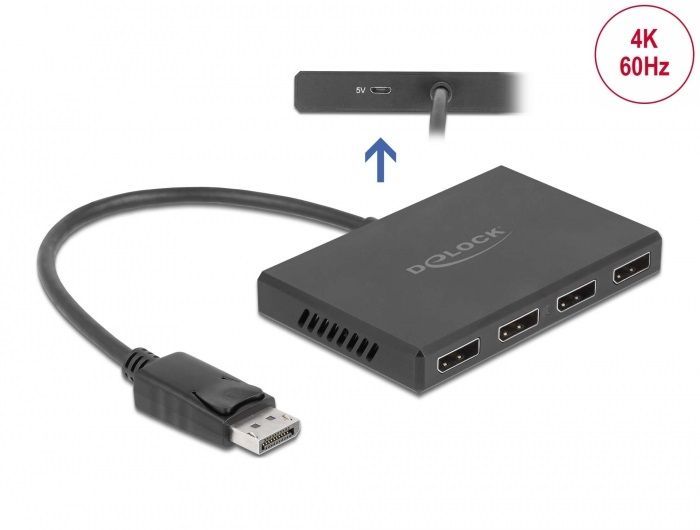 DeLock 4-Port Displayport Splitter Black