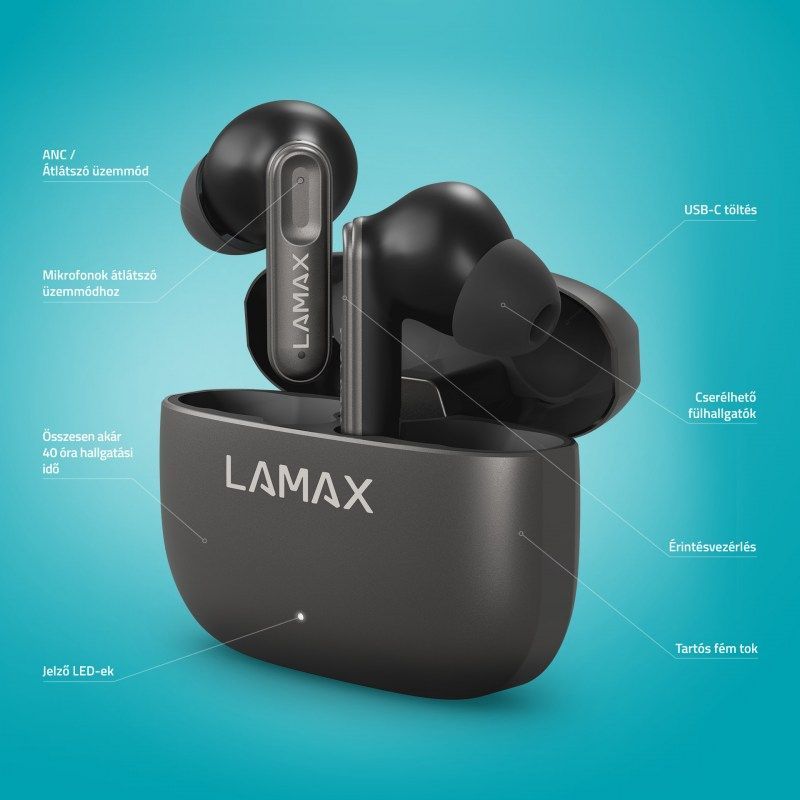 Lamax SteelClips1 ANC Bluetooth Headset Black