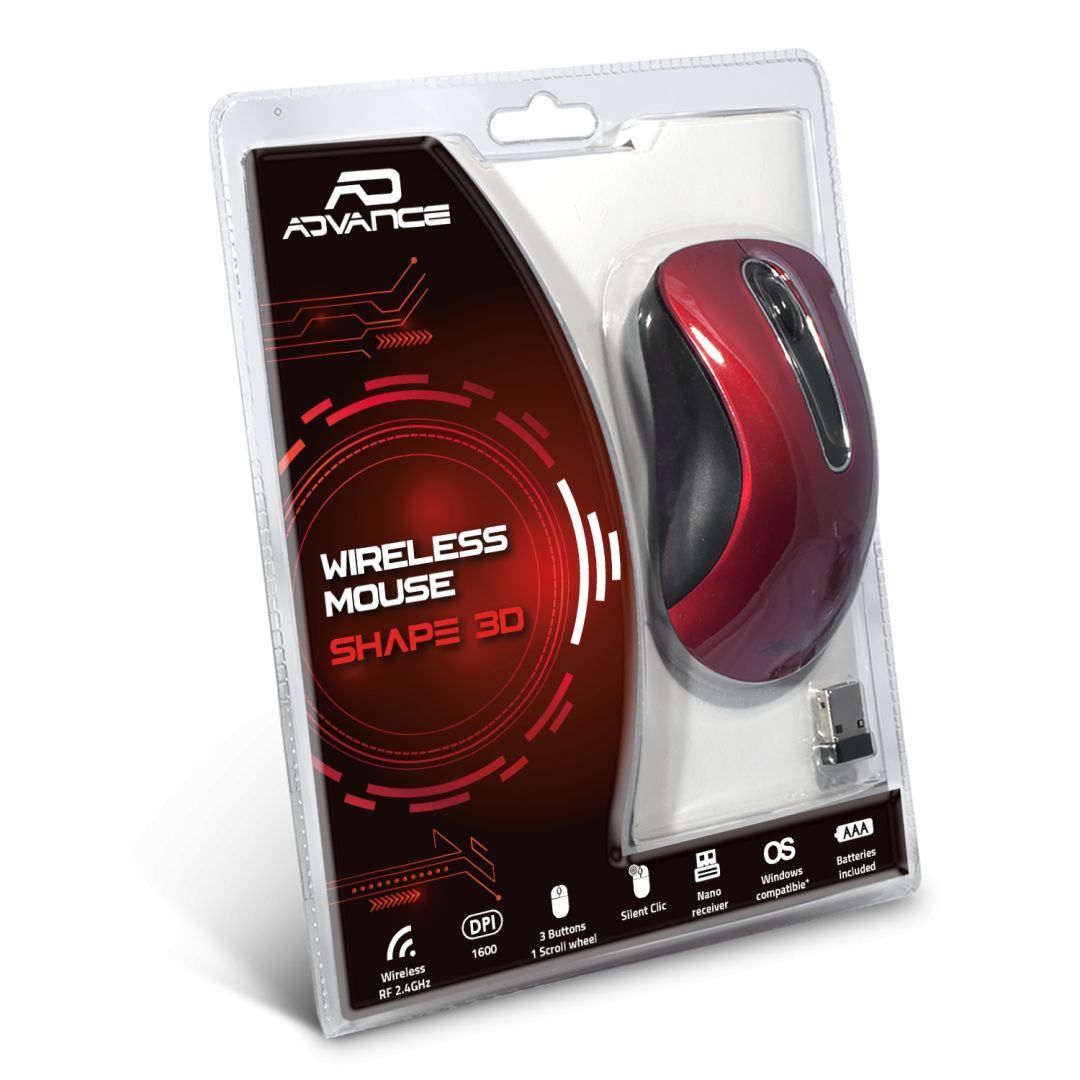 Advance Shape 3D Wireless Mouse Red