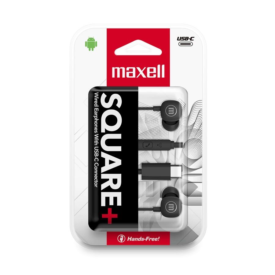 Maxell Square USB-C Earphones Black