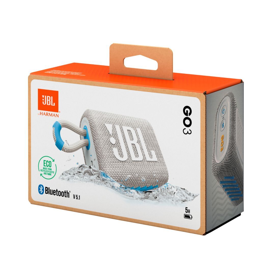 JBL Go 3 Eco Bluetooth Portable Waterproof Speaker White