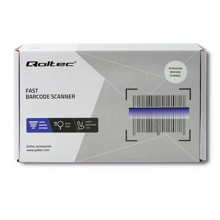 Qoltec Desktop QR & Barcode Lézer vonalkódolvasó USB Black