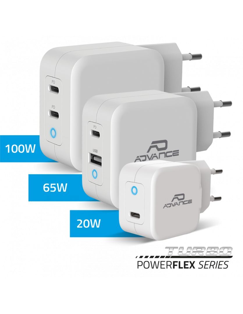 Advance PowerFlex Turbo 100W Wall Charger White