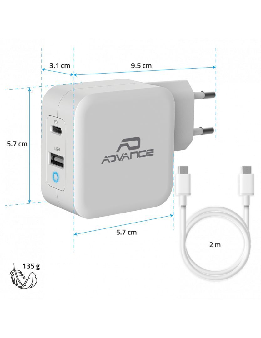 Advance PowerFlex Turbo 65W Wall Charger White