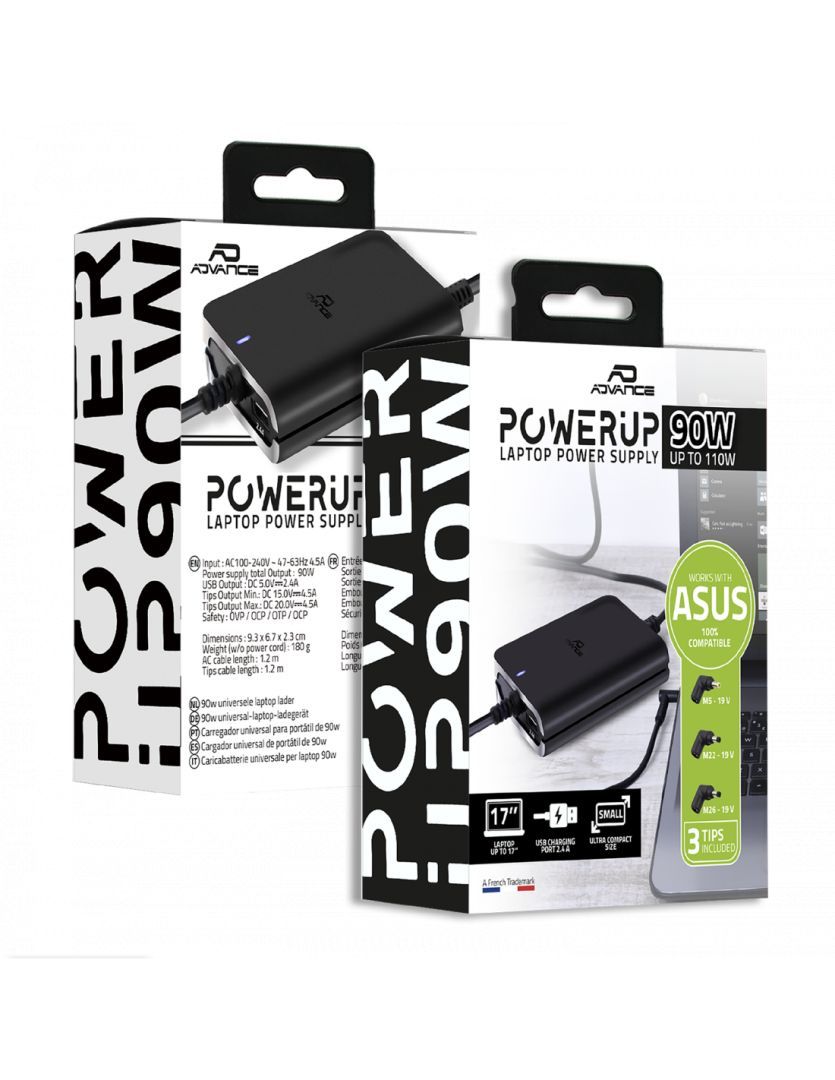 Advance PowerUp Universal Charger for ASUS Laptops 90W Black