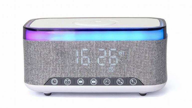 Gembird DAC-SPKBT-QC15-GR Digital alarm clock with speaker wireless charging function White/Light Grey