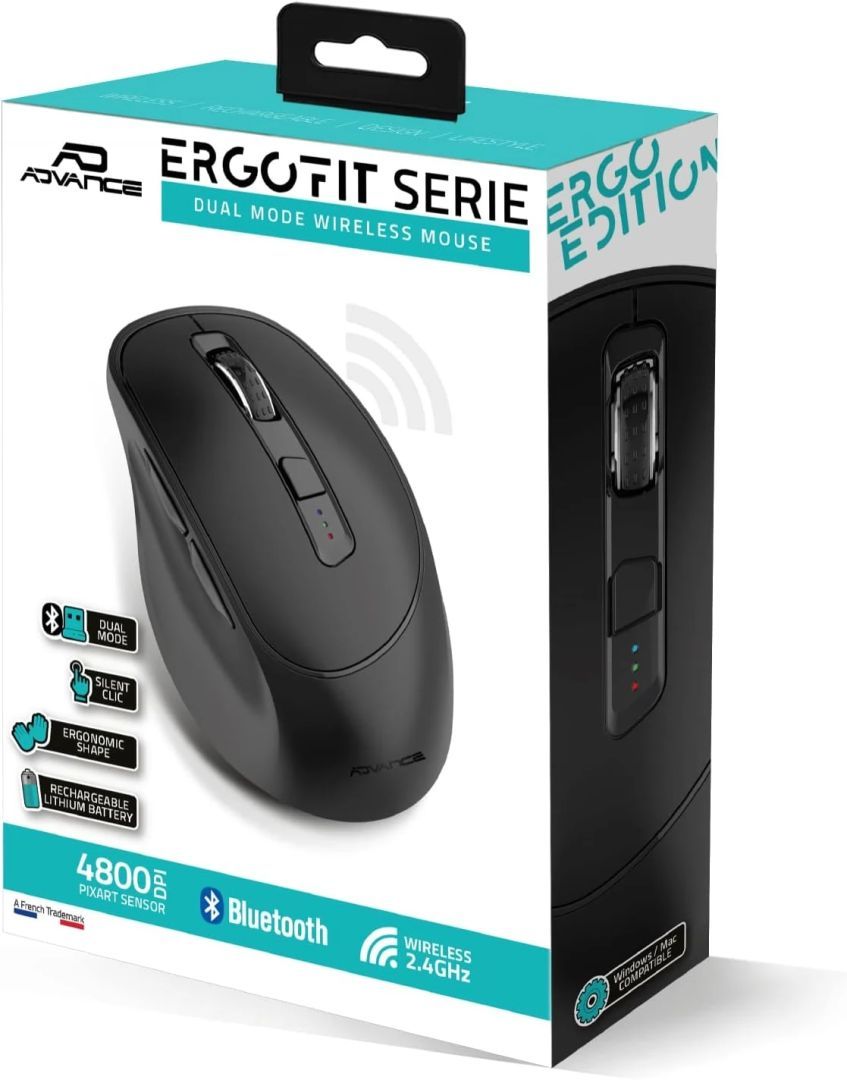 Advance ErgoFit Wireless Bluetooth Mouse Black