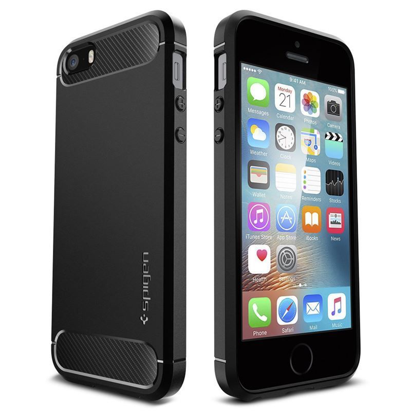 Spigen Rugged Armor, black - iPhone SE 2016/5s/5