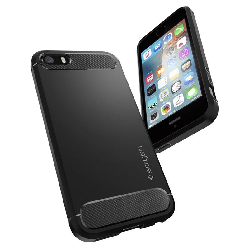 Spigen Rugged Armor, black - iPhone SE 2016/5s/5