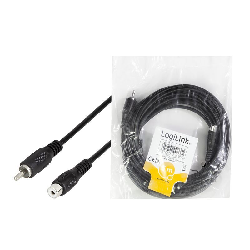 Logilink Audio cable RCA/M to RCA/F 5m Black