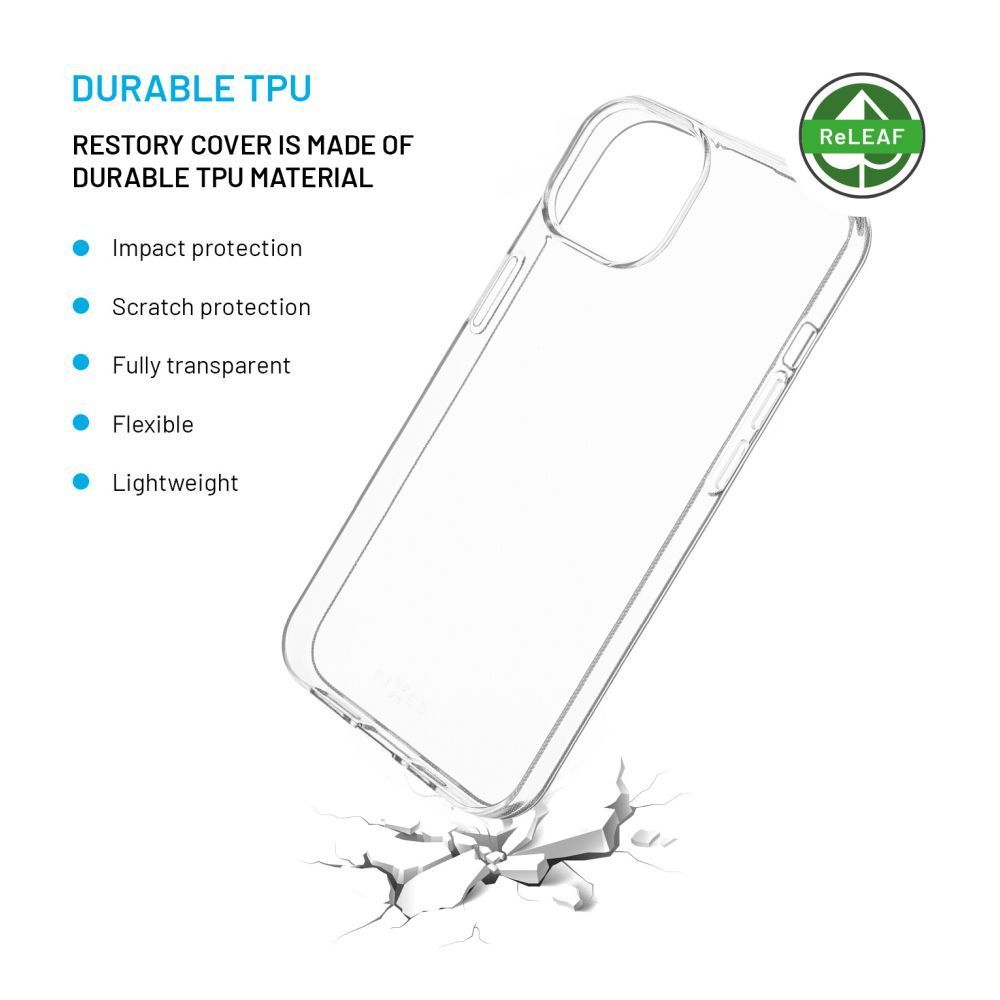 FIXED újrahasznosított anyagból készült AntiUV TPU hátlap Apple iPhone 15 Pro készülékhez, átlátszó