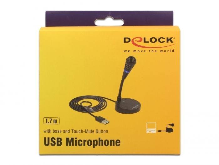 DeLock USB Microphone with base and Touch-Mute Button